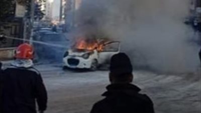 تقودها سيدة.. تفاصيل تفحم سيارة ملاكي بالمنوفية