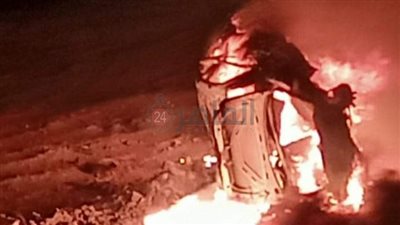 مصرع وإصابة 8 أشخاص في اشتعال سيارة بـ صحراوي البحيرة
