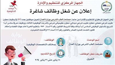 شروط القبول في مسابقة مصلحة الطب الشرعي بوزارة العدل للتوظيف