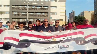 مسيرة شبابية بالقليوبية احتفالا بعيد الشرطة