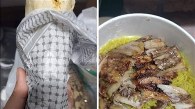 رزقنا بغزة انقصف..فلسطينيون يفتتحون مطعم حي الرمال في مصر..والتغليف بالكوفية الفلسطينية