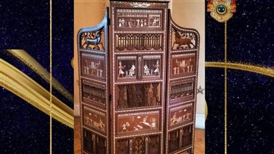 متحف ركن فاروق يعرض برفان من الخشب التركي المطعم بالصدف والعاج