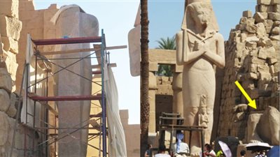 نكشف حقيقة الأنباء المتداولة عن خطأ ترميم تمثال بمعابد الكرنك 