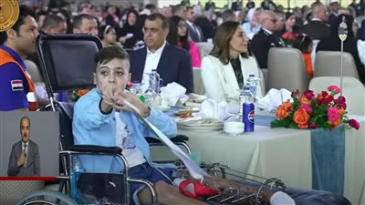 من العاصمة هنا فلسطين.. مشاركة مصابي غزة خلال احتفالية عيد الفطر بحضور الرئيس السيسي