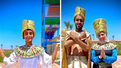اضحك الصورة تطلع حلوة.. إقبال على التقاط الصور التذكارية بالزي الفرعوني بفنادق الغردقة