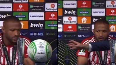 بسبب زجاجة خمر.. موقف رائع من أيوب الكعبي بعد تتويجه بدوري المؤتمر الأوروبي