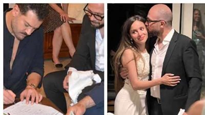 عمرو يوسف شاهد.. 10 صور لـ حفل عقد قران جميلة عوض والمونتير أحمد حافظ