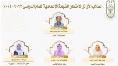 الفتيات يكتسحن أوائل الشهادة الإعدادية الأزهرية بالأقصر| أسماء