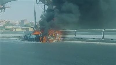 بسبب ارتفاع الحرارة.. حريق هائل في سيارة أعلى محور 26 يوليو