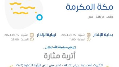 تحذير عاجل من درجة الحرارة وحالة الطقس خلال أول أيام عيد الأضحى في السعودية