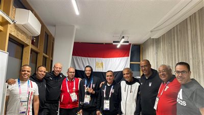 البعثة المصرية تحتفل ببرونزية محمد السيد داخل القرية الأولمبية في باريس