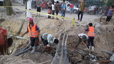 إصلاح عطل بخطي مياه بمركز ببا جنوب بني سويف