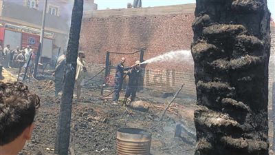 السيطرة على حريق بحظيرتي ماشية في بني سويف | صور