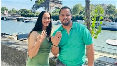 بعد تسلمه ميدالية لندن 2012.. طارق يحيى بطل رفع الأثقال السابق يُعلن خطبته في باريس