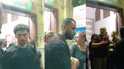 أشرف زكي وحسام عاشور ومحمد عواد يقدمون واجب العزاء في والد زوجة إيهاب فهمي| صور