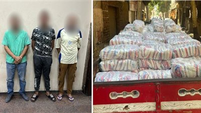 بقصد الإتجار والتربح.. ضبط 3 أشخاص بحوزتهم 3 أطنان سكر تمويني بدون فواتير بالقاهرة