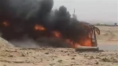 نجاة مرنمي كنيسة مار بولس من حادث تفحم أتوبيس على صحراوي الشرقية| بث مباشر