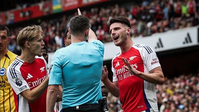 نتيجة مباراة أرسنال وبرايتون بالدوري الإنجليزي.. سقوط الجانرز في فخ التعادل وطرد رايس 