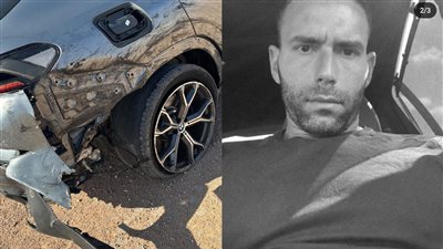 علي مظهر يفاجئ متابعيه بصور حادث سيارة خطير: كاوتشات عربيتي فرقعت كلها وربنا نجاني