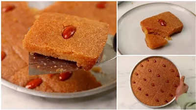 طريقة عمل البسبوسة بالسميد لونها واحد.. بالسكر المكرمل هتنافسي المحلات