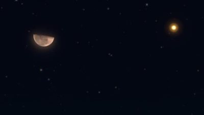 التربيع الأخير.. اقتران جديد للقمر بكوكب المريخ يزين السماء ليلًا