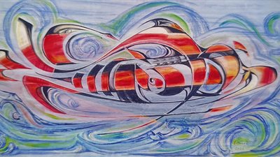 48 لوحة في معرض حوار للفنان أيمن صلاح طاهر بالأوبرا 