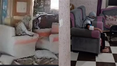 مرتديا الكوفية الفلسطينية.. صبي يقلد حركات السنوار في اللحظات الأخيرة قبل وفاته