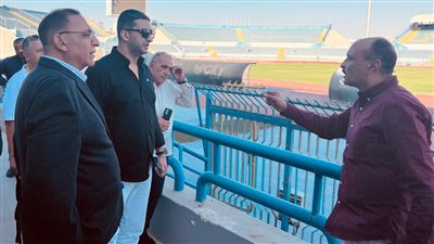 مجلس إدارة المصري يزور استاد السويس لإتمام ترتيبات مباريات النسور بالدوري| صور 