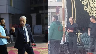 أشرف زكي أول الحاضرين.. بدء عزاء حسن يوسف بمسجد عمر مكرم 