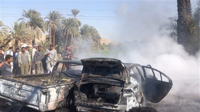 ننشر أسماء ضحايا حادث تصادم سيارتين وتفحمهما بقرية العطواني بأسوان