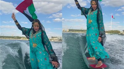 بالزي التقليدي والعلم.. منال رستم تحتفل باليوم الوطني الإماراتي على طريقتها الخاصة