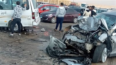 إصابة 10 أشخاص في حادث تصادم أعلى الطريق السياحي بأكتوبر