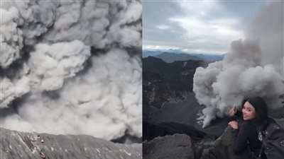 نشط منذ 1933.. سائحة تتعرض لانتقادات لتسلقها فوهة بركان في إندونيسيا| فيديو