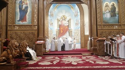 محافظ الفيوم يشهد قداس عيد الميلاد المجيد في دير الأنبا إبرام