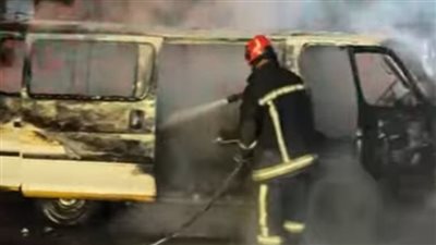 تفاصيل حريق سيارة أجرة بالإسكندرية | صور