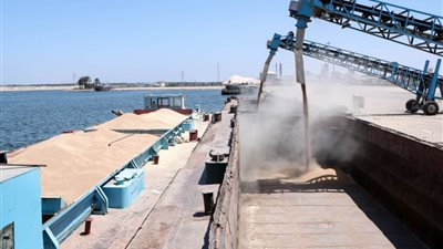 نقل 3100 طن قمح من ميناء دمياط إلى صوامع إمبابة عبر نهر النيل