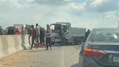 مصرع شخص وإصابة 9 آخرين في تصادم ميكروباص ونقل على طريق طنطا كفر الشيخ.. أسماء