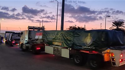 في رحلة استغرقت 15 ساعة.. قافلة بيت الزكاة والصدقات تصل إلى معبر رفح تمهيدًا لدخولها غزة