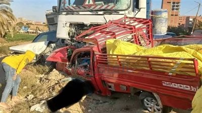 مصرع 9 أشخاص في دهس تريلا لـ سيارتين بطريق سمالوط الدائري بالمنيا