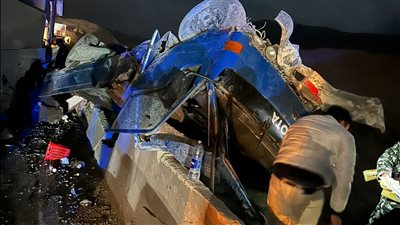 جهات التحقيق تباشر عملها في تصادم أتوبيس مع سيارة نقل بطريق الجلالة