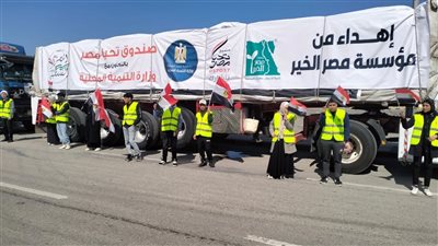 محافظ شمال سيناء يشهد اصطفاف شاحنات مساعدات صندوق تحيا مصر 