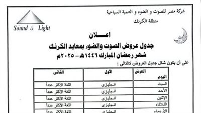عروض الصوت والضوء ستبهر زوار معابد الكرنك خلال شهر رمضان