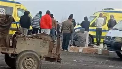 إصابة 25 شخصًا في انقلاب أتوبيس بعد اصطدامه بتريلا على الطريق الإقليمي