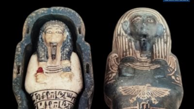 المتحف المصري بالتحرير يعلن عرض نموذج لتابوت صغير بداخله تمثال أوشابتى 