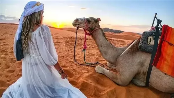 سائحة مع جمل - تعبيرية