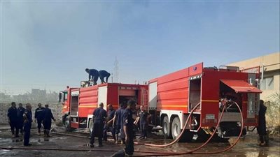 إصابة 6 أشخاص في حريق توكيل صيانة سيارات جيب بطريق مصر السويس