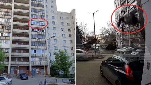 سيدة تسقط من الطابق