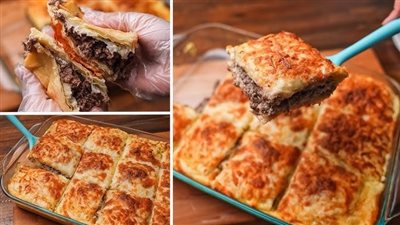 خطوة بخطوة.. طريقة عمل الجلاش باللحمة المفرومة والجبنة الموتزاريلا