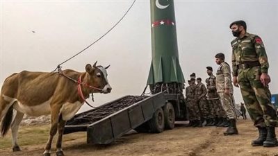 بعد توعد باكستان بالرد على الهند.. صورة بالذكاء الاصطناعي لـ بقرة مربوطة بالصاروخ النووي الباكستاني تثير الجدل