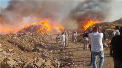 الدفع بـ25 سيارة إطفاء للسيطرة على حريق شونة كتان بقرية شبراملس بالغربية 